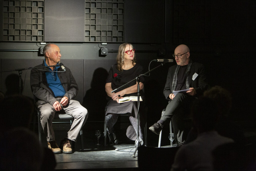 John Chowning mit Cat Hope und Georg Hajdu bei der Eröffnung des ligeti zentrums im Mai 2023 | Foto: Jörg Modrow