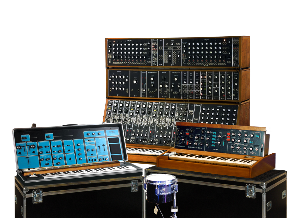 Moog System 55, Moog 1150 Ribbon Controller, Moog 1130 Percussion Controller, Minimoog | Foto: Clusternote, CC BY-SA 4.0
