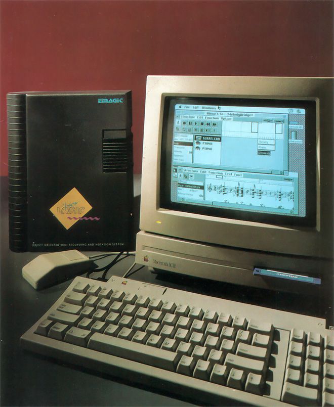 Emagics Notator Logic 1.2 auf einem Macintosh II 1993 | Bild: Sound on Sound, May 1993, S. 77, https://www.muzines.co.uk/