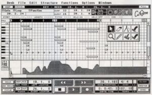 Cubase (KeyEditor + ArrangeScreen) 1989 | Bilder: Nigel Lord